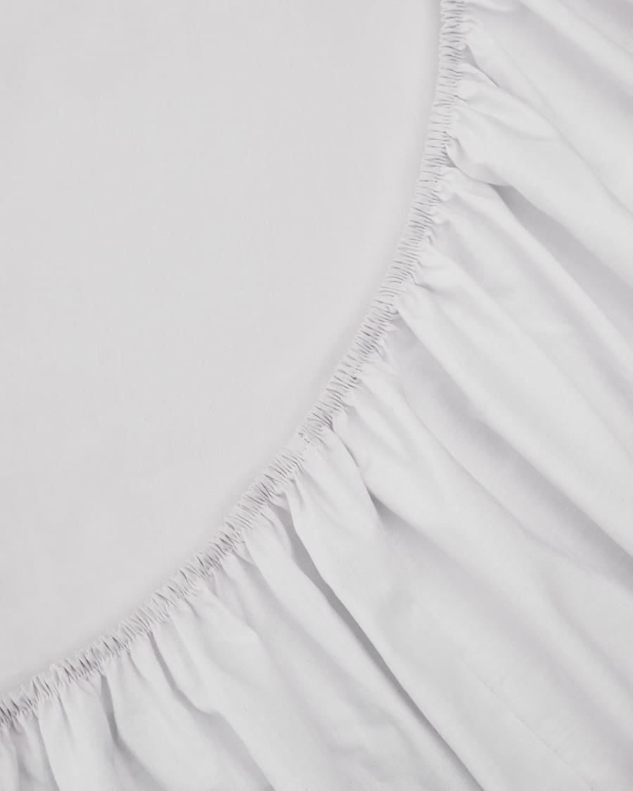 Teia 100% cotton percale fitted bed sheet 180 thread count in white, 180 x 200 cm