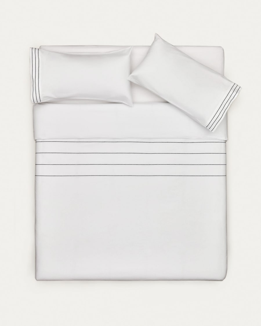 Cintia Set aus Bettdeckenbezug und Kissenhülle aus Baumwollperkal mit aufgestickten Streifen 135x200cm