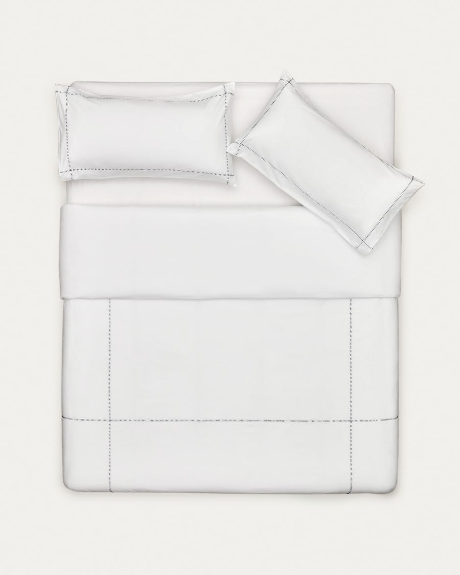 Elvia 100% cotton percale duvet cover and pillow case set, 180 thread count in white, 180 x 200cm