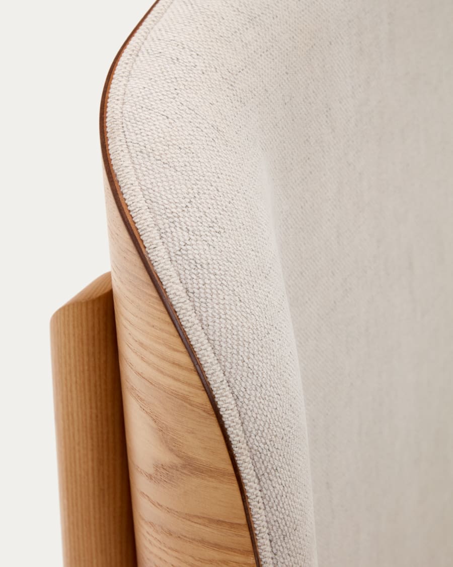 Octavia bed in ash plywood and white upholstered headboard FSC Mix Credit 180 x 200 cm