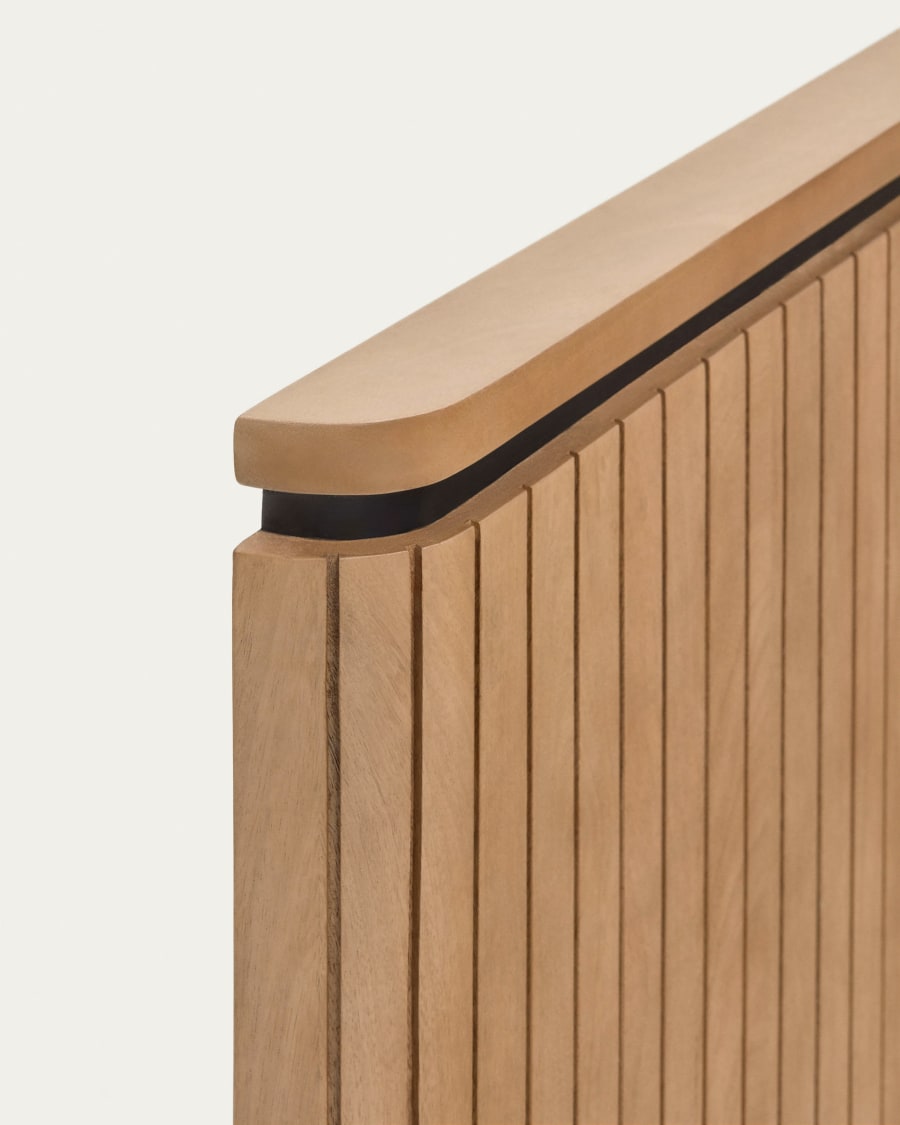 Licia solid mango wood and metal headboard with a black finish, for 180 cm beds