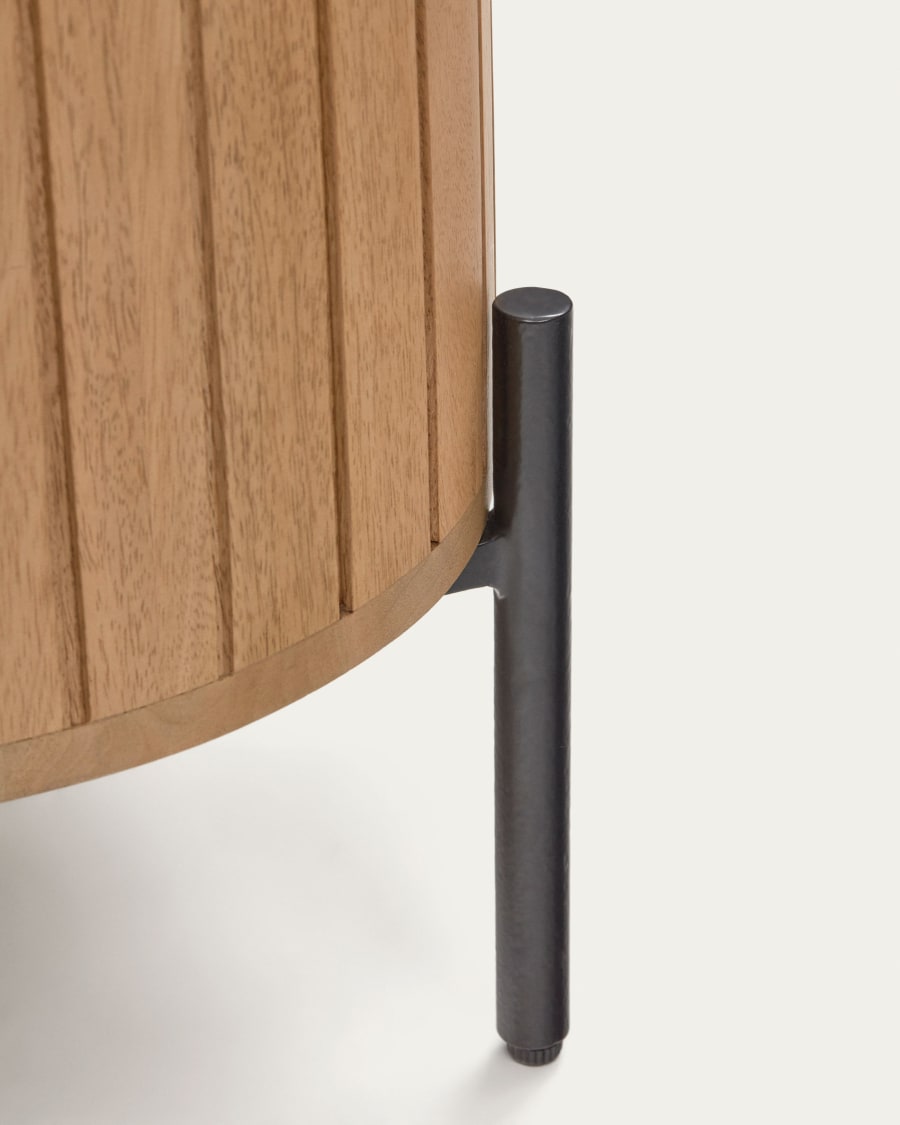 Licia mango wood bedside table with 1 door, with a natural finish and metal, 55 x 55 cm