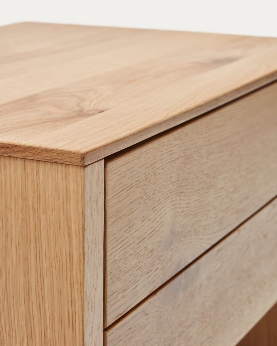 Alguema bedside table in oak wood veneer with natural finish, 60 x 50 cm