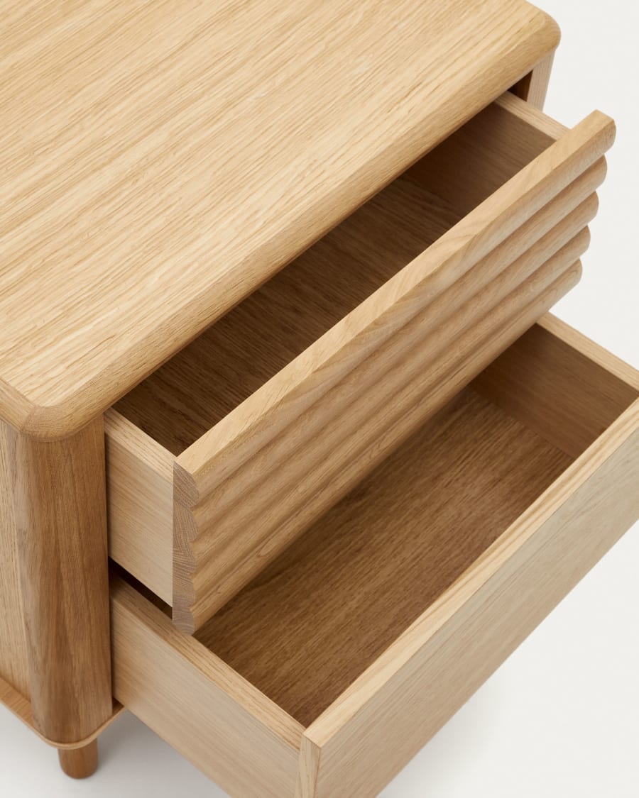 Lenon oak wood and veneer bedside table with 2 drawers, 50 x 55 cm FSC MIX Credit