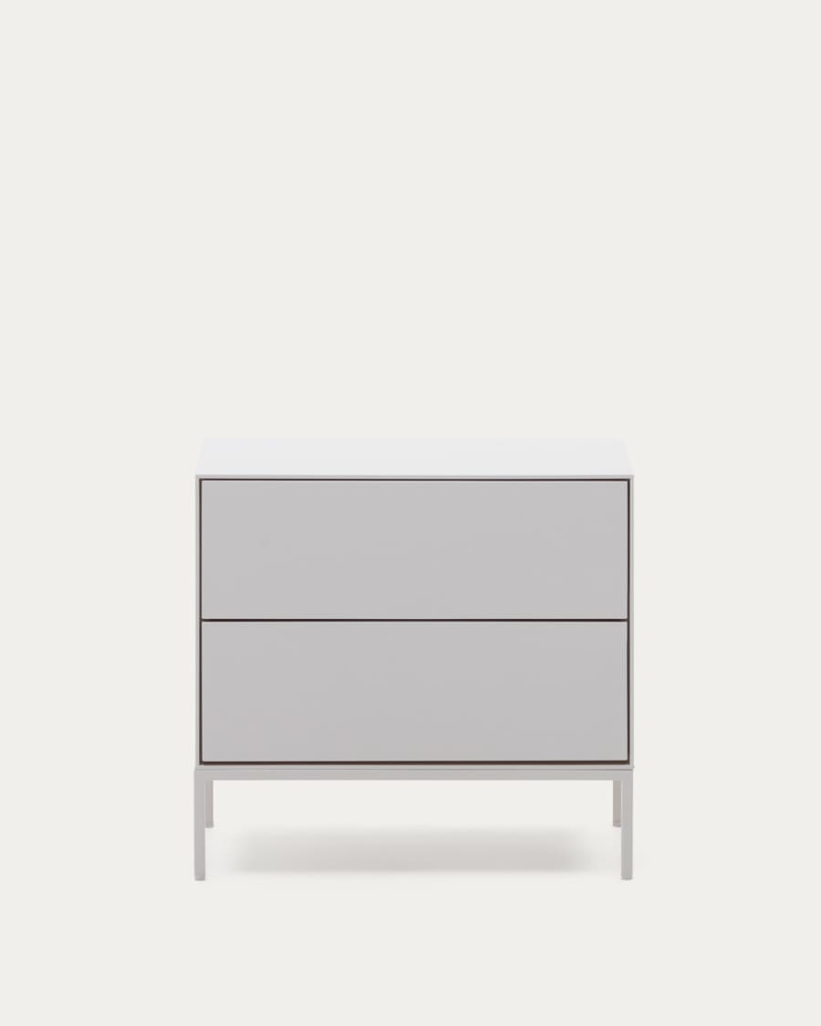 Vedrana Nachttisch 2 Schubladen MDF weiß lackiert 60 x 55 cm