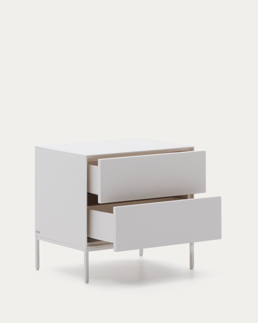 Vedrana Nachttisch 2 Schubladen MDF weiß lackiert 60 x 55 cm