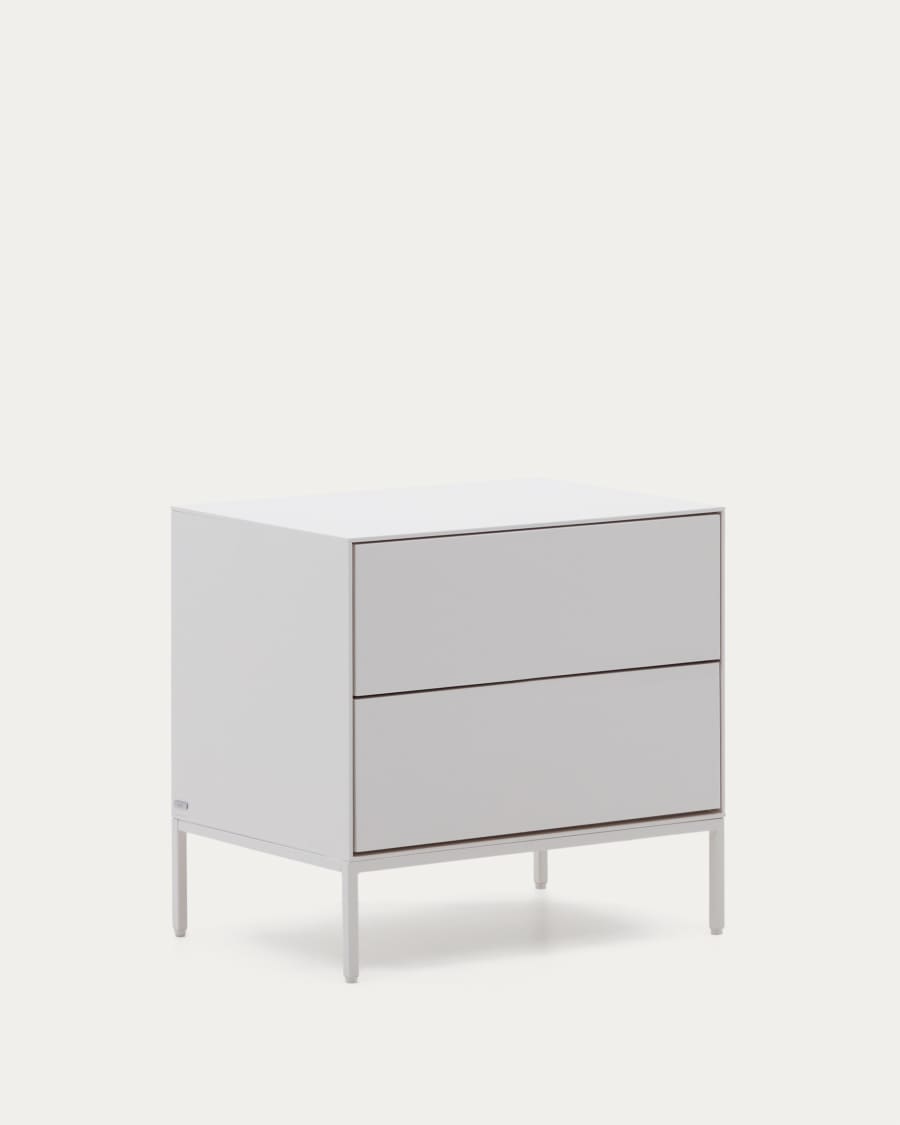 Vedrana Nachttisch 2 Schubladen MDF weiß lackiert 60 x 55 cm