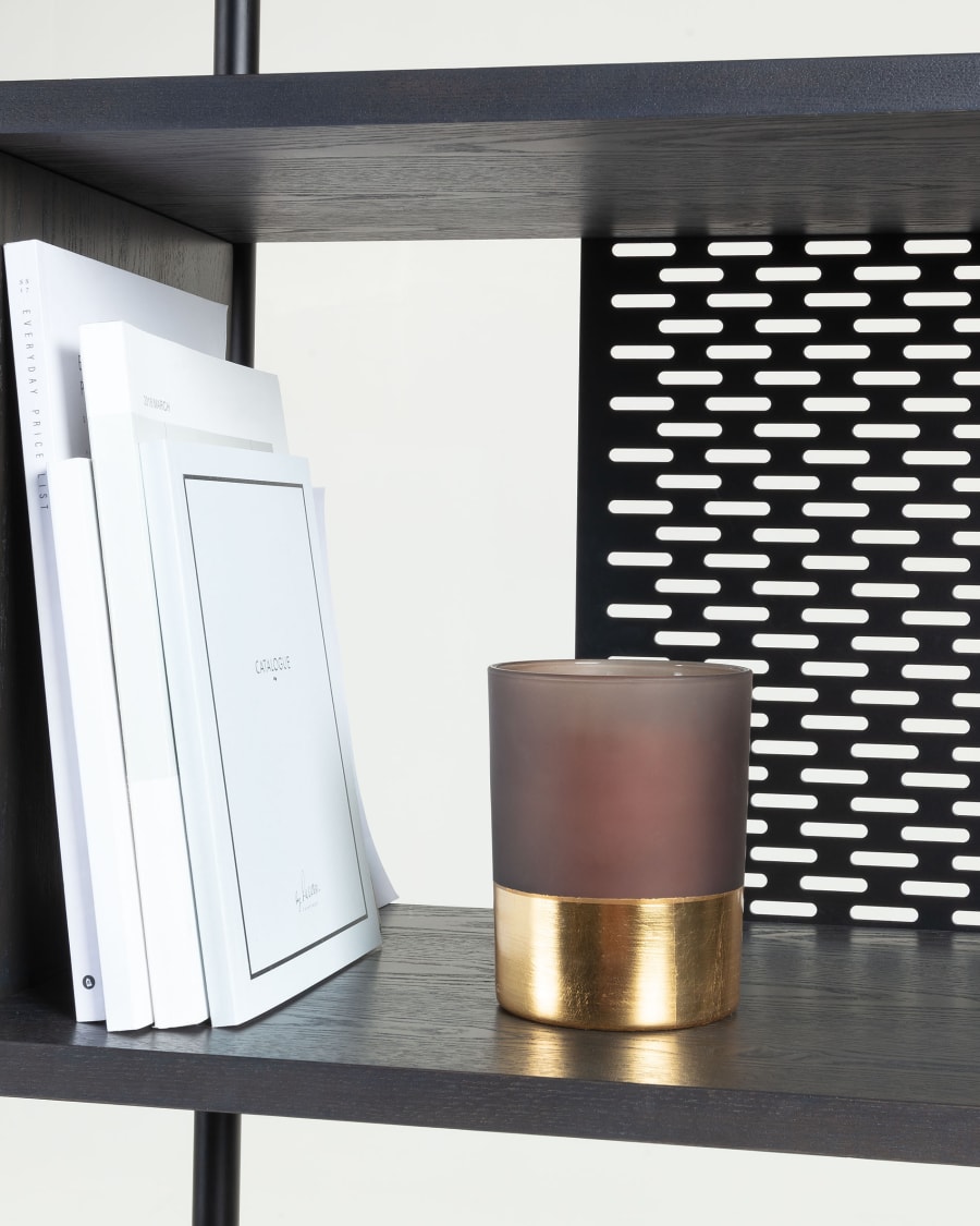 Milian shelving unit with ash wood veneer in a black finish, 120 x 170 cm