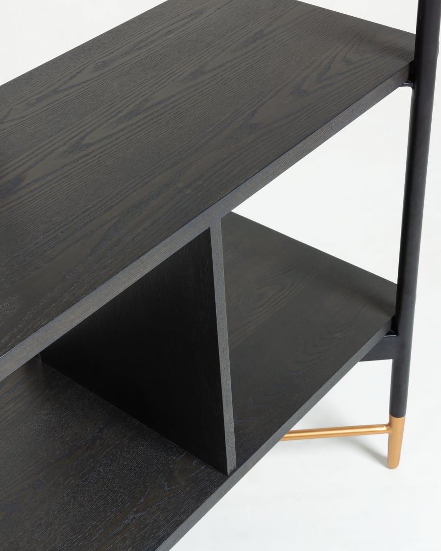 Milian shelving unit with ash wood veneer in a black finish, 120 x 170 cm