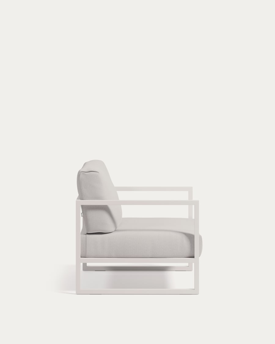 Comova 100% outdoor armchair in white and white aluminium