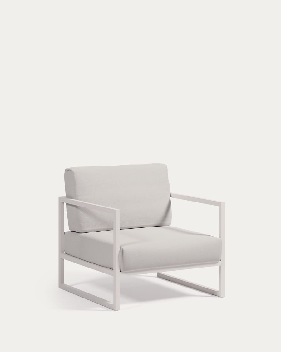 Comova 100% outdoor armchair in white and white aluminium