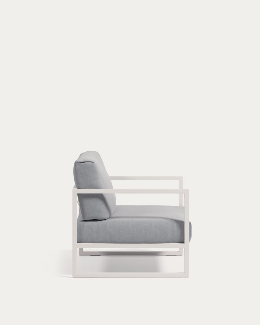 Comova 100% outdoor armchair in blue and white aluminium
