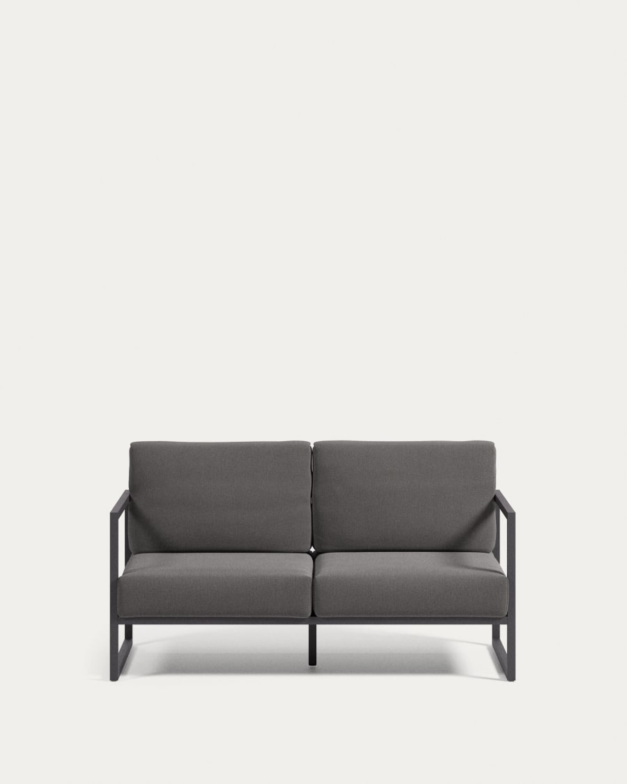 Comova 100% outdoor 2-seater sofa in dark grey and black aluminium, 150 cm