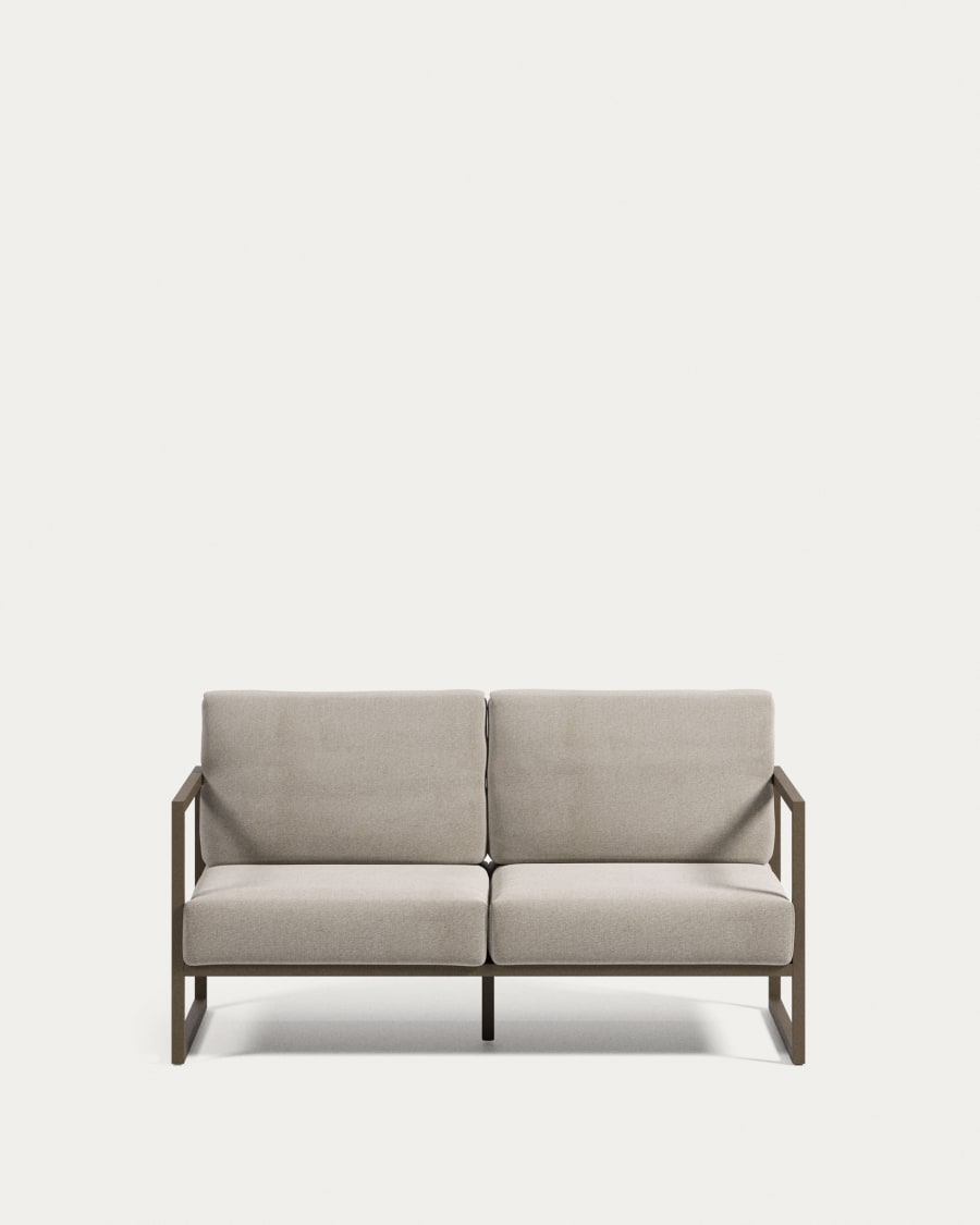 Comova 100% outdoor 2-seater sofa in light grey and green aluminium, 150 cm