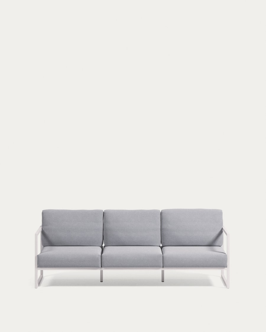 Comova 100% outdoor 3-seater sofa in blue and white aluminium, 222 cm