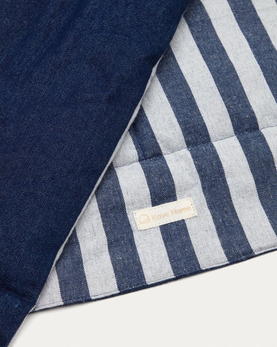 Tabby 100% cotton portable pet blanket with blue and grey stripes, 80 x 100 cm