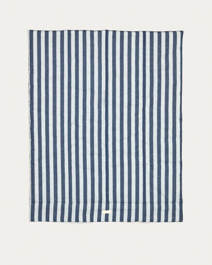 Tabby 100% cotton portable pet blanket with blue and grey stripes, 80 x 100 cm