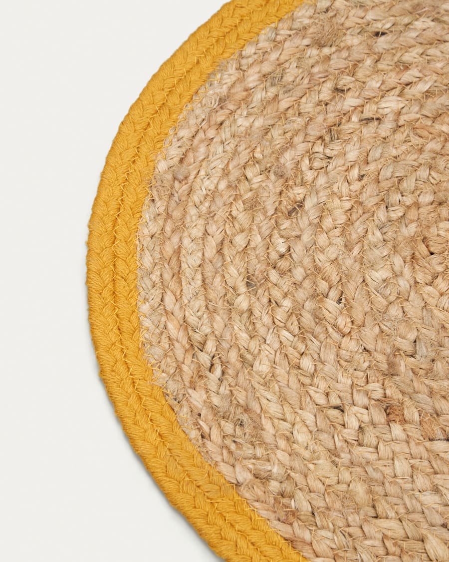 Trufa rug for pets in jute and mustard cotton, Ø 40 x 60 cm