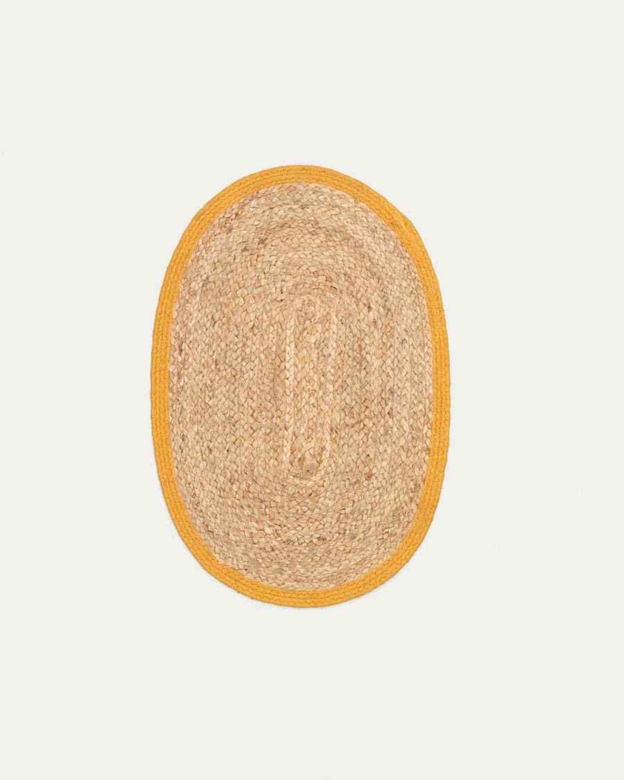 Trufa rug for pets in jute and mustard cotton, Ø 40 x 60 cm