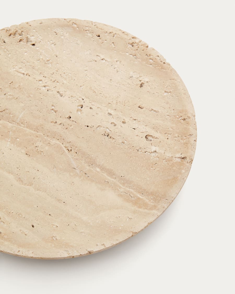 Madlena small beige travertine table centerpiece