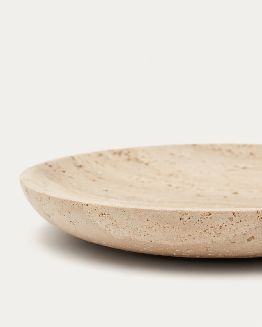 Madlena small beige travertine table centerpiece