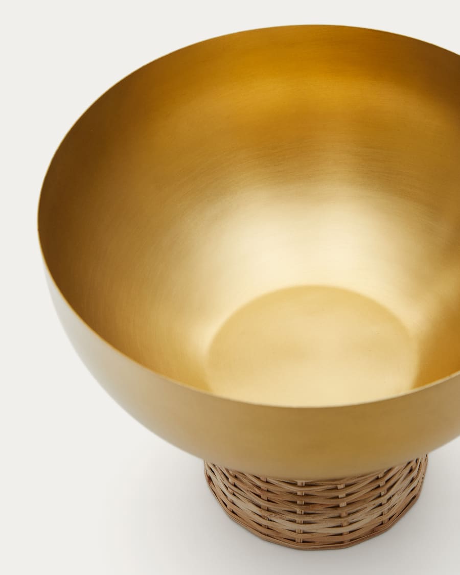 Suli small bowl made of gold-finished stainless steel and rattan