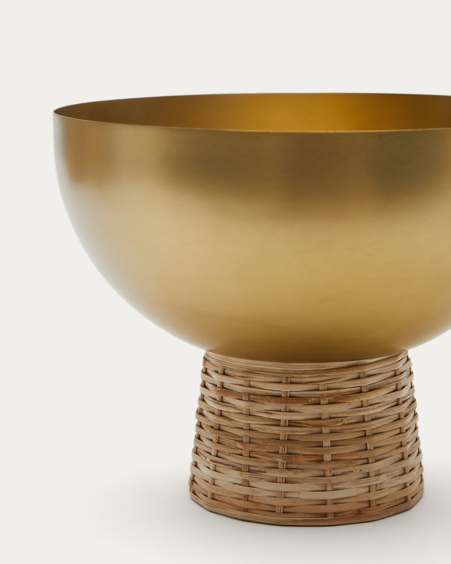 Suli small bowl made of gold-finished stainless steel and rattan