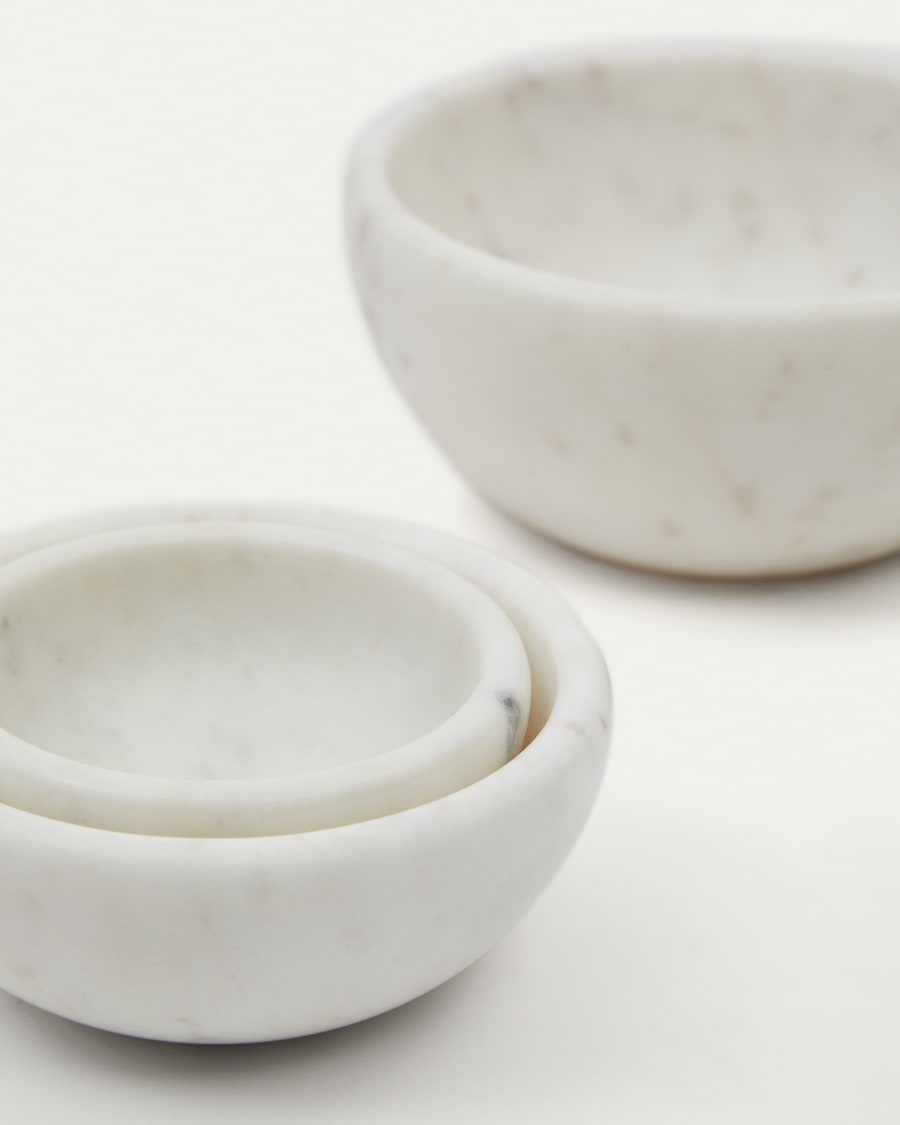 Safor set of 3 white marble bowls