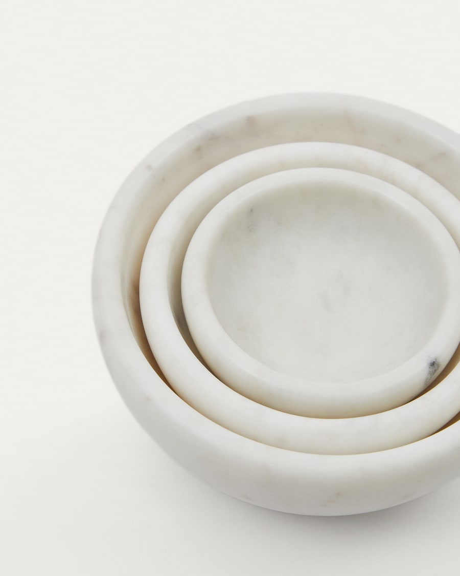 Safor set of 3 white marble bowls