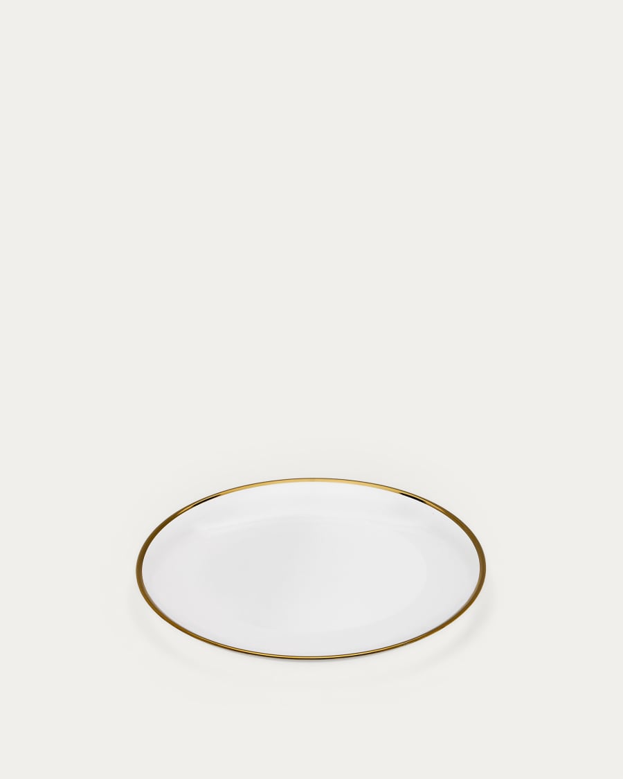 Flacher Teller Nelie transparent mit goldenem Rand