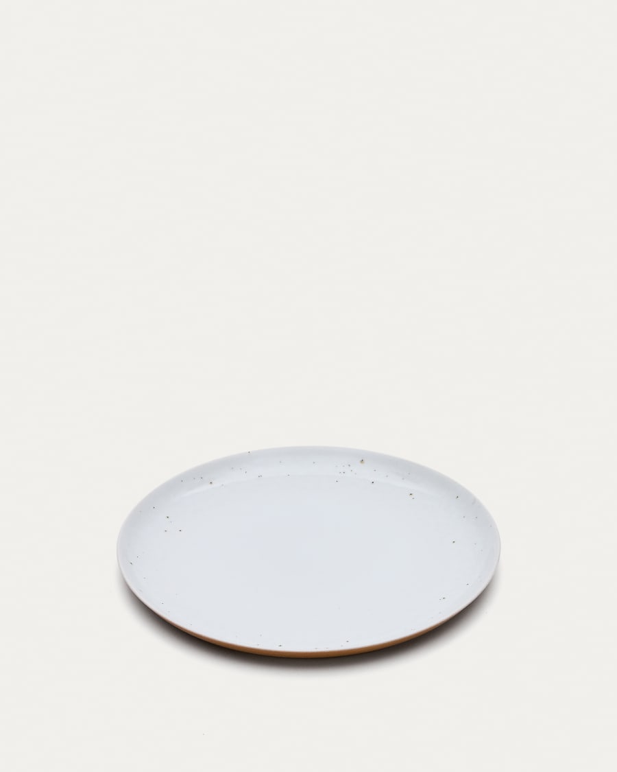 Publia white ceramic dinner plate