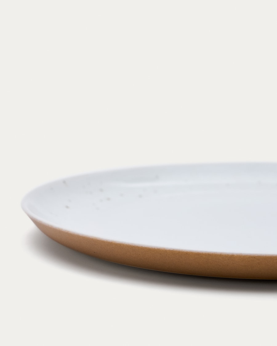 Publia white ceramic dinner plate