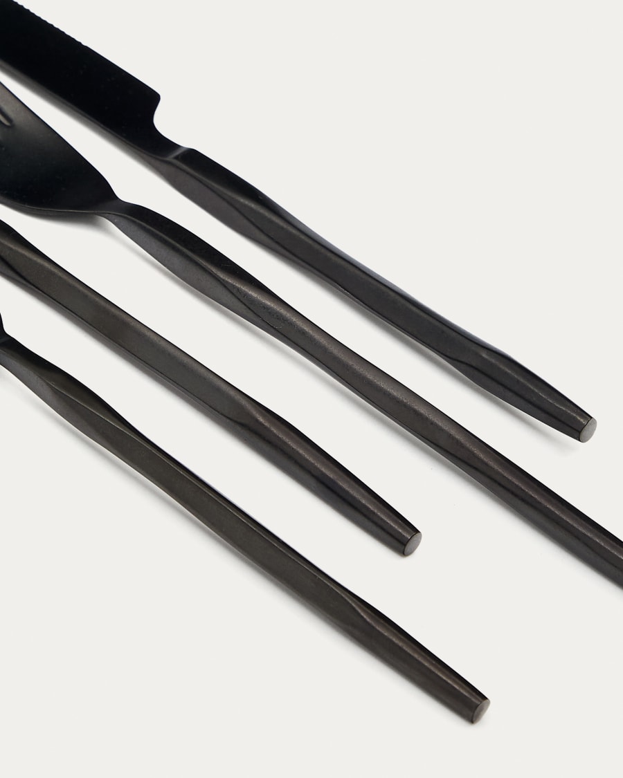 Ali 16-piece black cutlery set