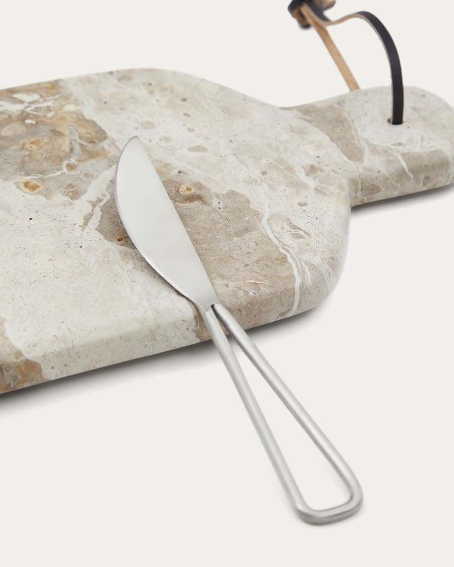 Suka small cutting board and beige marble knife set