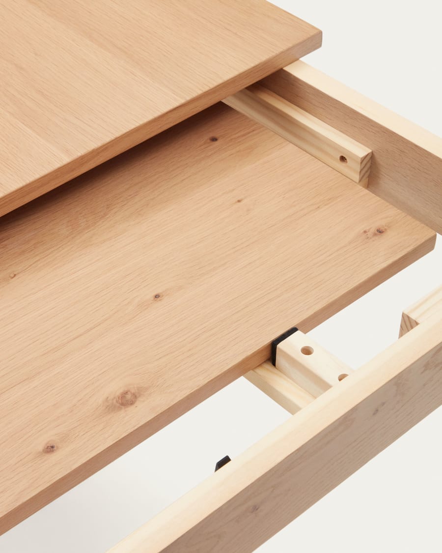 Yain extendable table with oak veneer and solid oak, 120 (180) x 80 cm