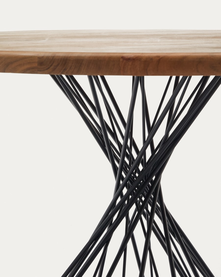 Niut round table in acacia solid wood and steel legs with black finish, Ø 120 cm