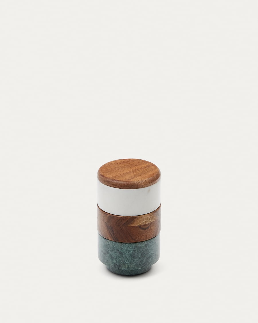Siris small multi-level kitchen container made of wood and marble