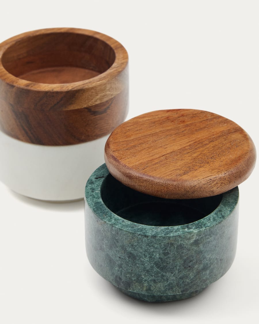 Siris small multi-level kitchen container made of wood and marble
