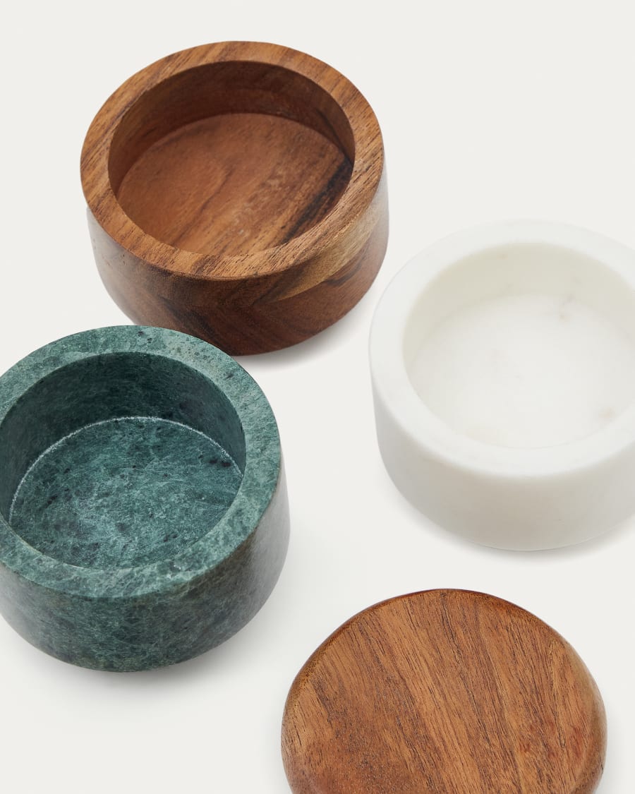Siris small multi-level kitchen container made of wood and marble