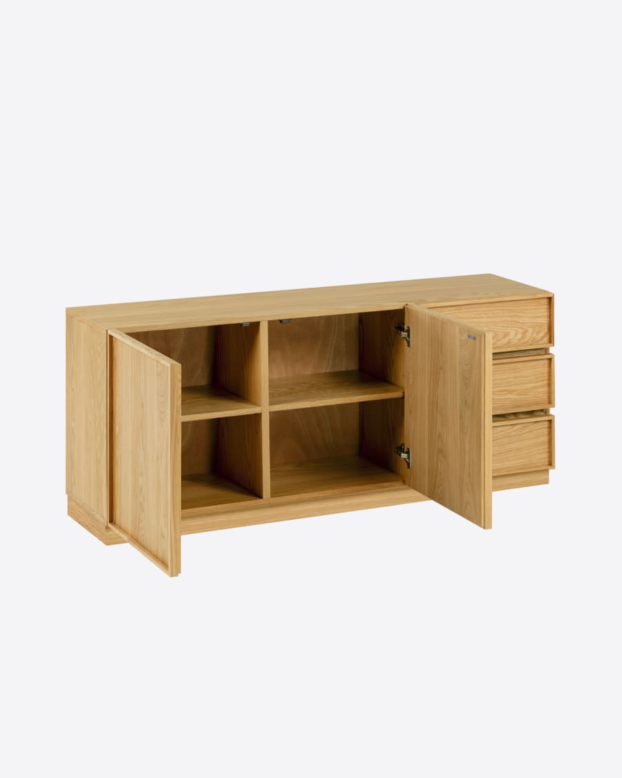 Taiana 2 door 3 drawer sideboard in oak veneer, 160 x 68 cm