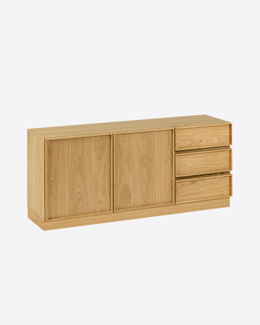 Taiana 2 door 3 drawer sideboard in oak veneer, 160 x 68 cm