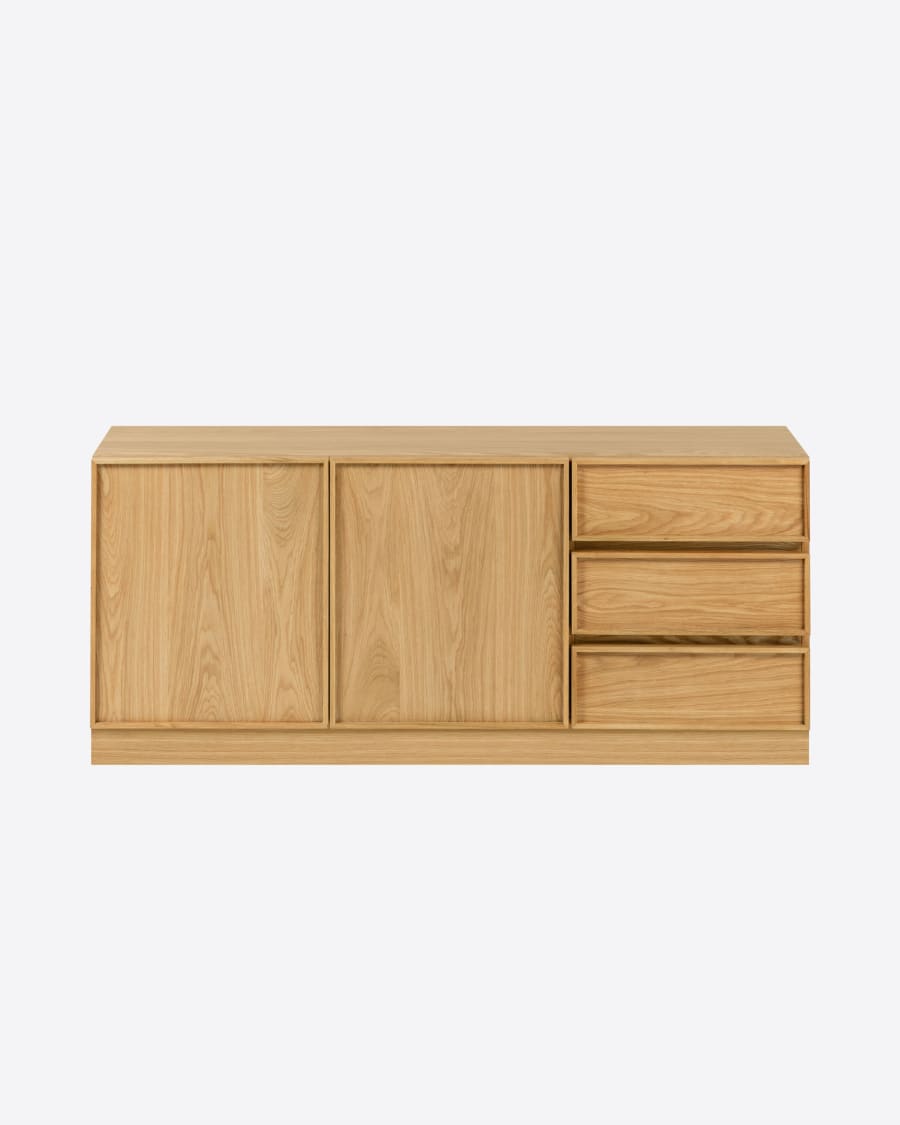 Taiana 2 door 3 drawer sideboard in oak veneer, 160 x 68 cm