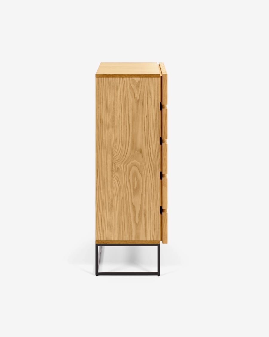 Taiana chest of drawers with oak veneer and steel frame with black finish 60 x 120 cm