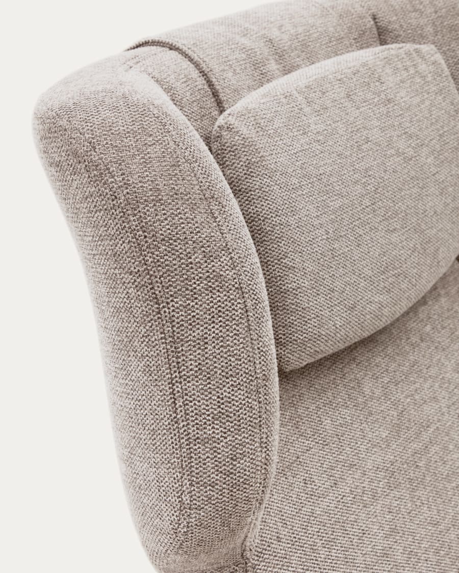 Zalina swivel armchair in beige chenille and steel with black finish FSC 100%