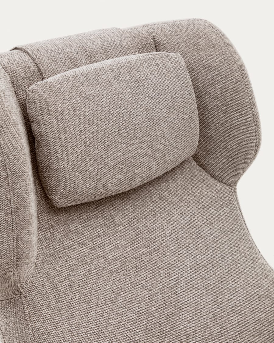 Zalina swivel armchair in beige chenille and steel with black finish FSC 100%