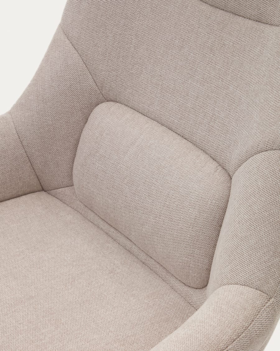 Celida swivel armchair in beige chenille and steel with black finish FSC 100%