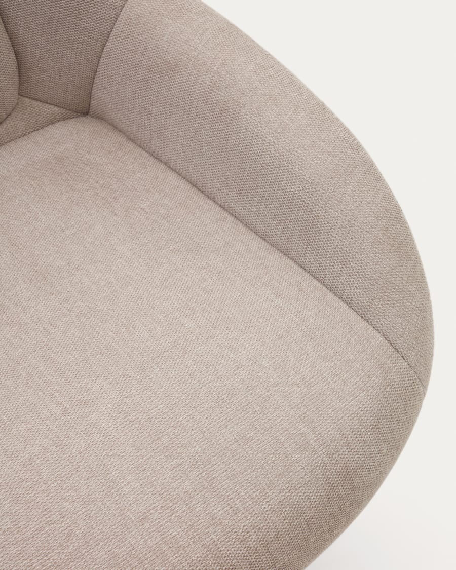 Celida swivel armchair in beige chenille and steel with black finish FSC 100%