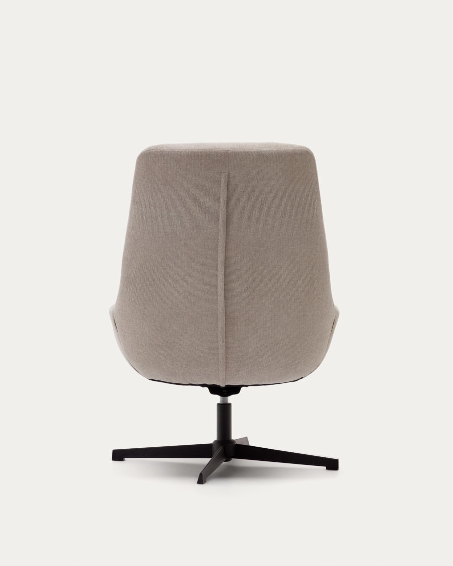 Celida swivel armchair in beige chenille and steel with black finish FSC 100%