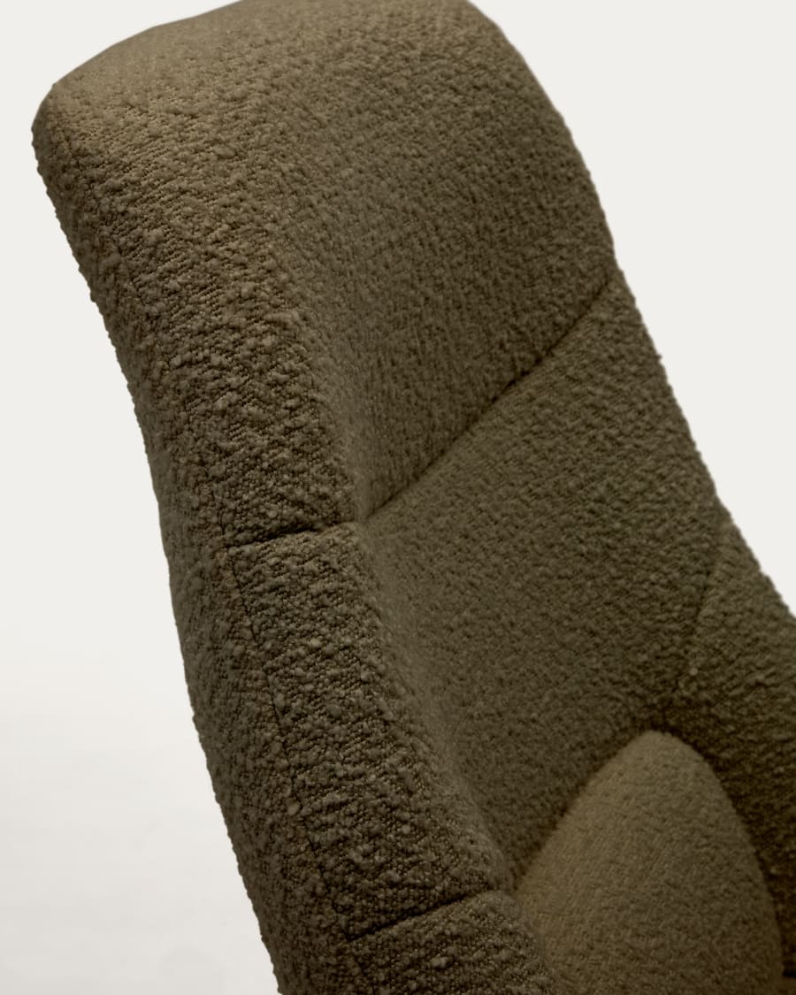 Celida swivel armchair in dark green bouclé and steel with black finish FSC 100%