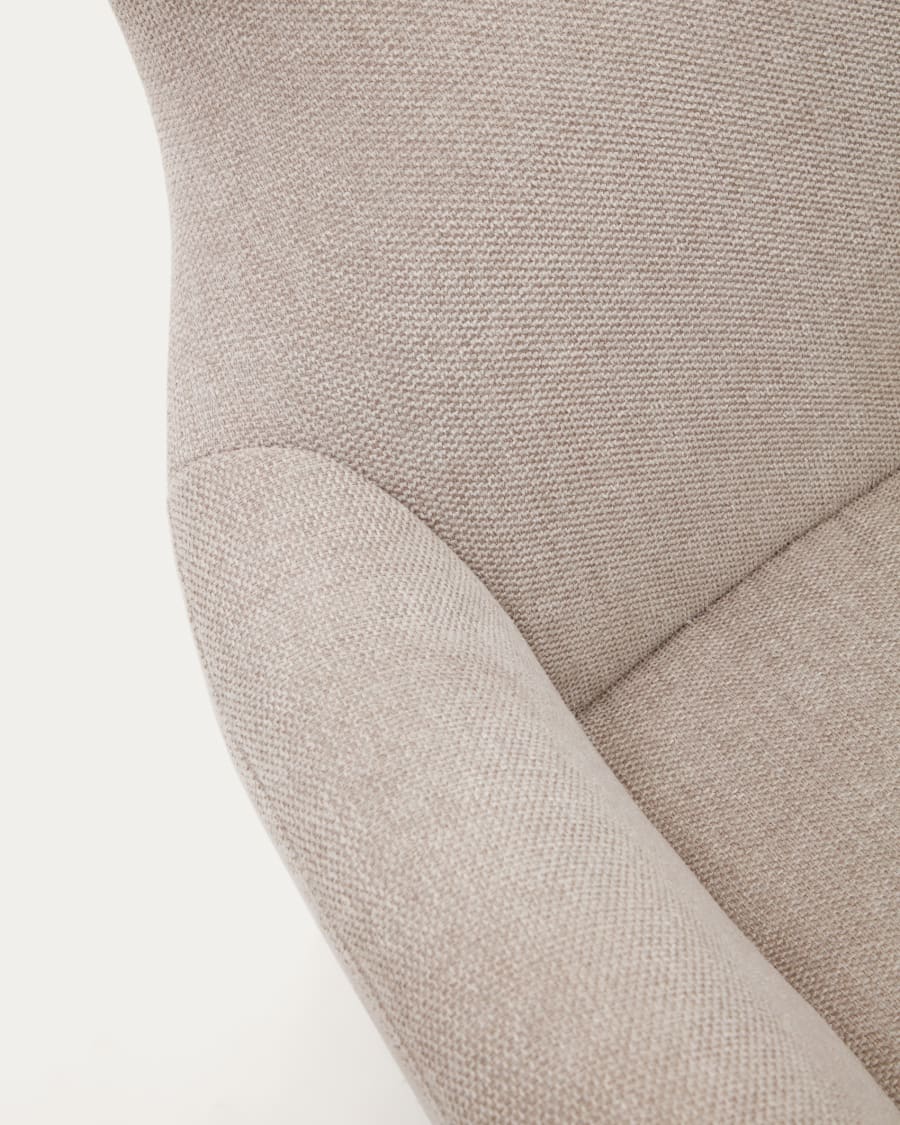Belina chenille armchair in beige and steel with beige finish FSC 100%